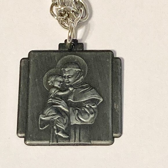 Vintage St. Saint Anthony of Padua Pendant Necklace Silver Plated Christian 19" - Picture 2 of 10